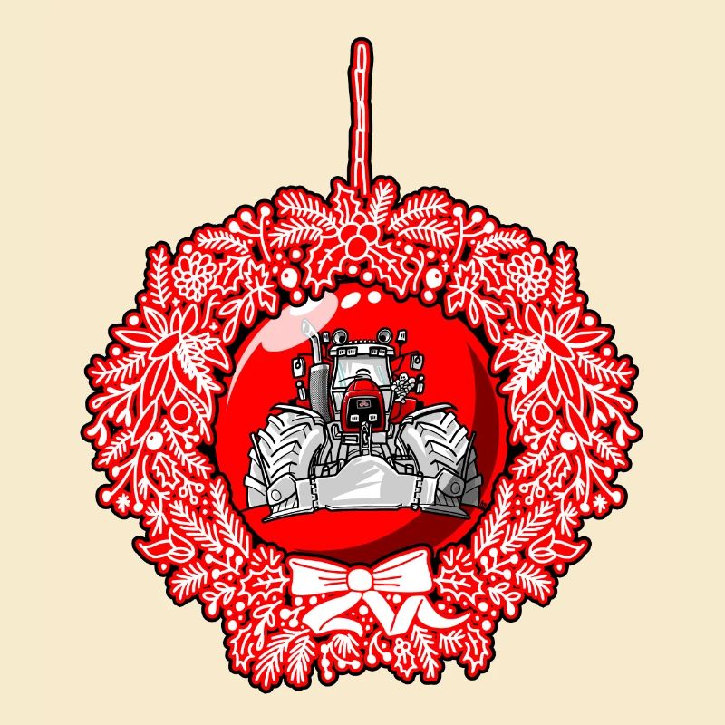 Weihnachtskranz Roter Traktor