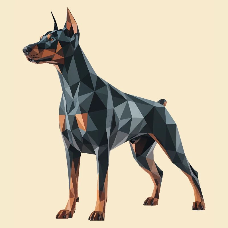Dobermann - Cooles Low-Poly-Logo