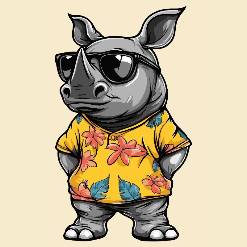 Nashorn Comic Urlaub