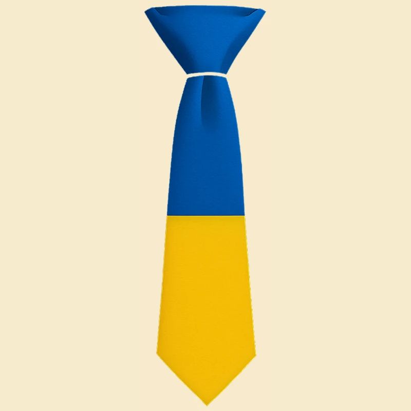 Cravate en blocs de couleur bleu et jaune