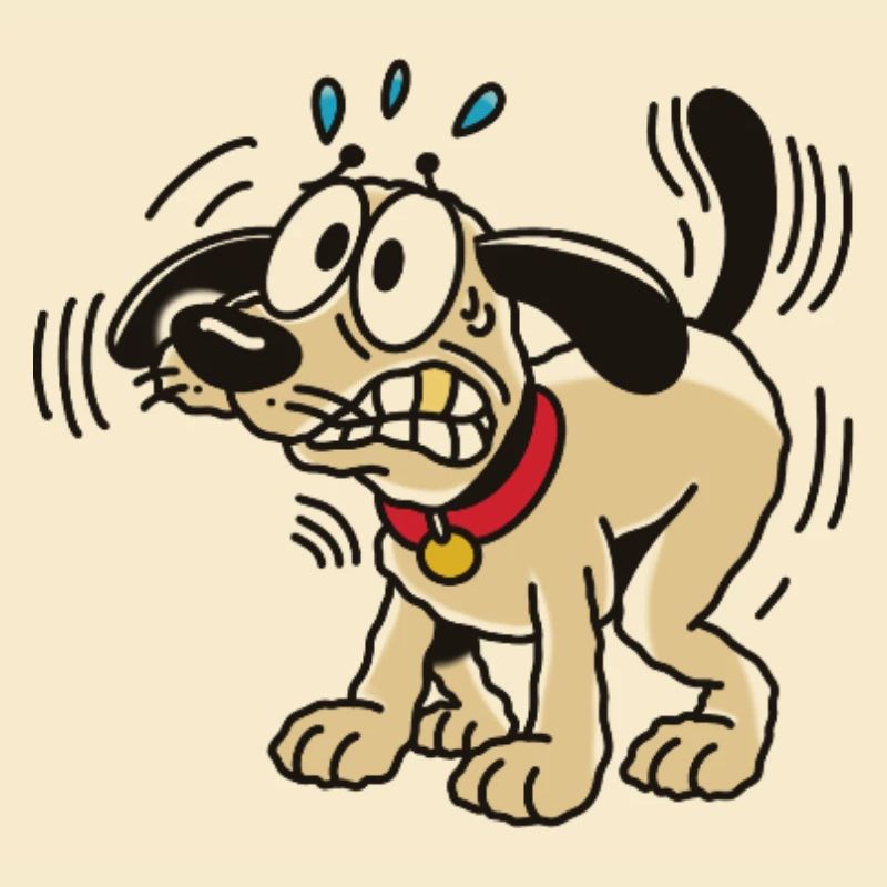 Dessin animé drôle de pose de caca de chien et d’humour de chiot