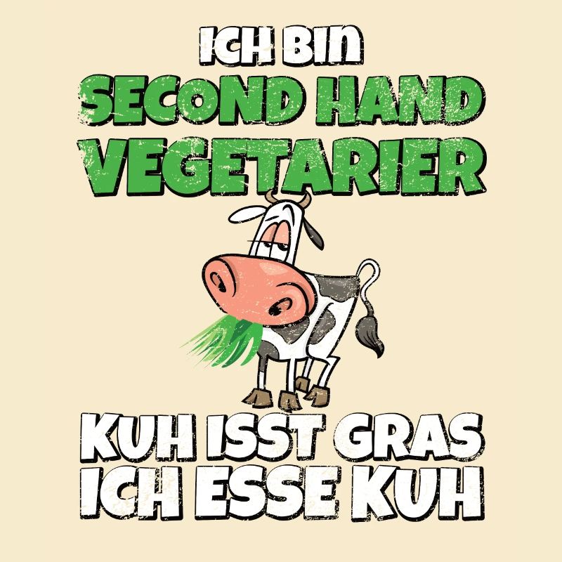 Ich bin Second Hand Vegetarier Kuh isst Gras used