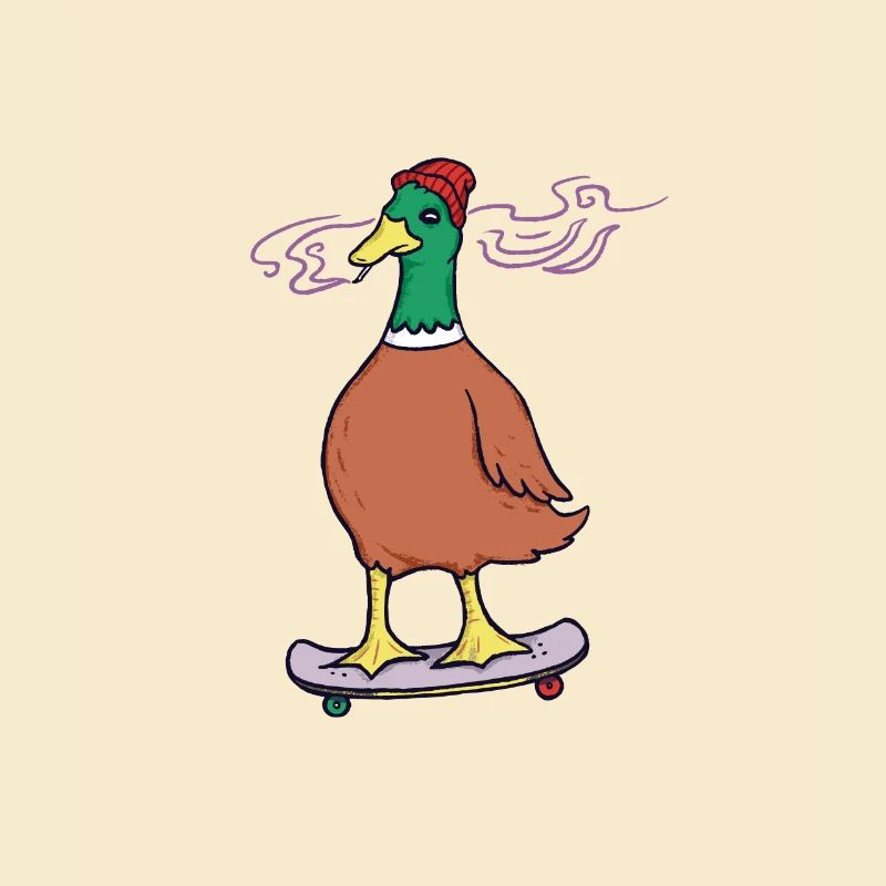 Cool duck on a skateboard