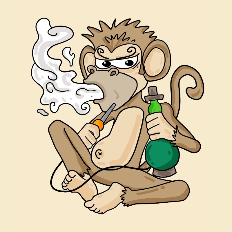 Shisha water pipe smoking monkey