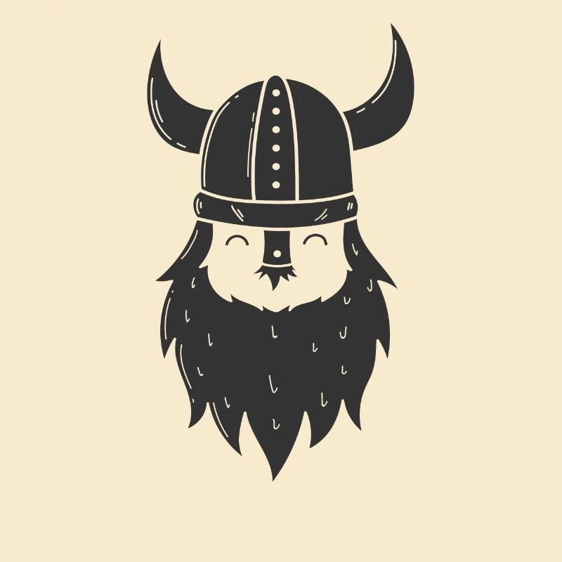 Wikinger mit Vollbart und Wikingerhelm