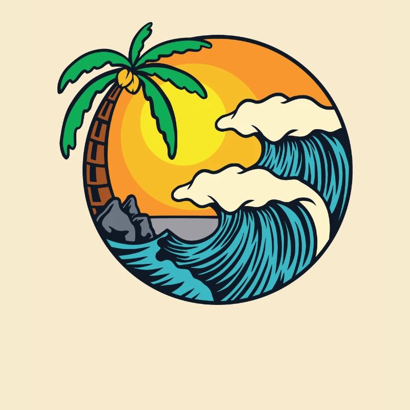 Beach Island Waves Palms