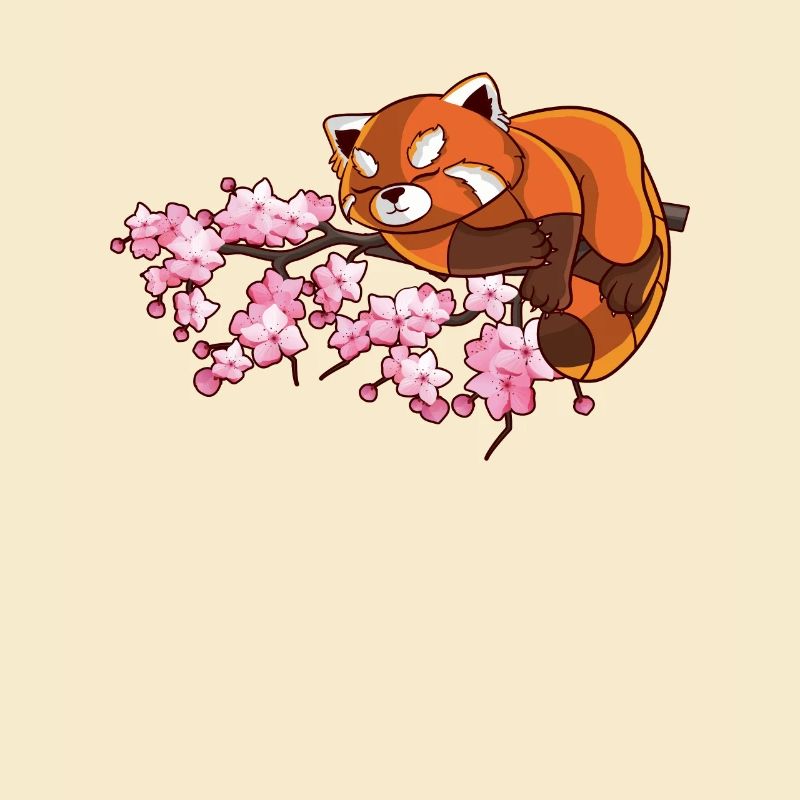 Cute Japanese Red Panda Cherry Blossom Tree