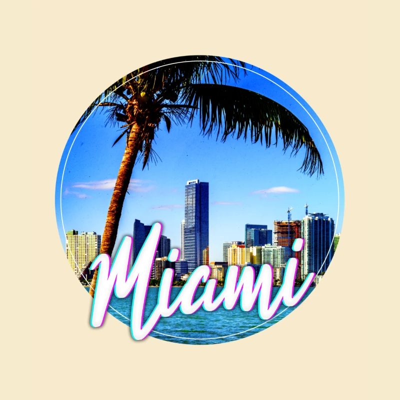 Miami Neon Palm Trees Skyline
