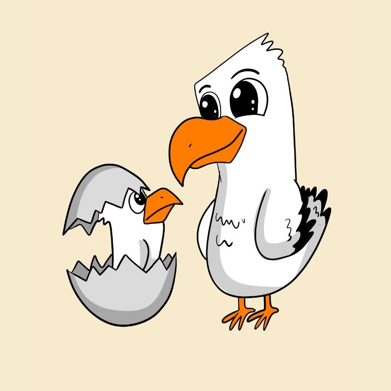 Möwe mit Baby Möwe