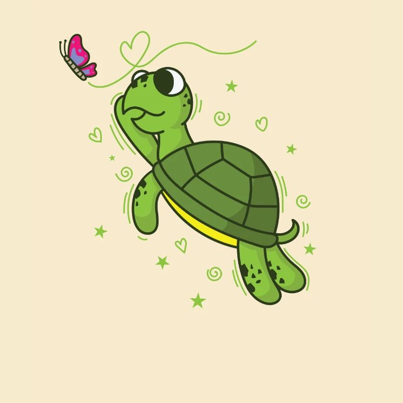 Turtle with Butterfly Reptile Water