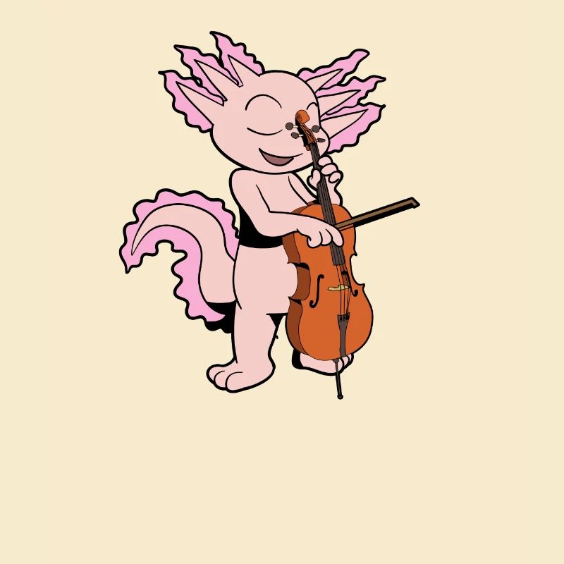 Comic Axolotl plays cello