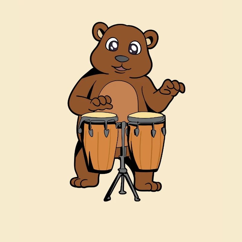 Comic Bear joue des percussions