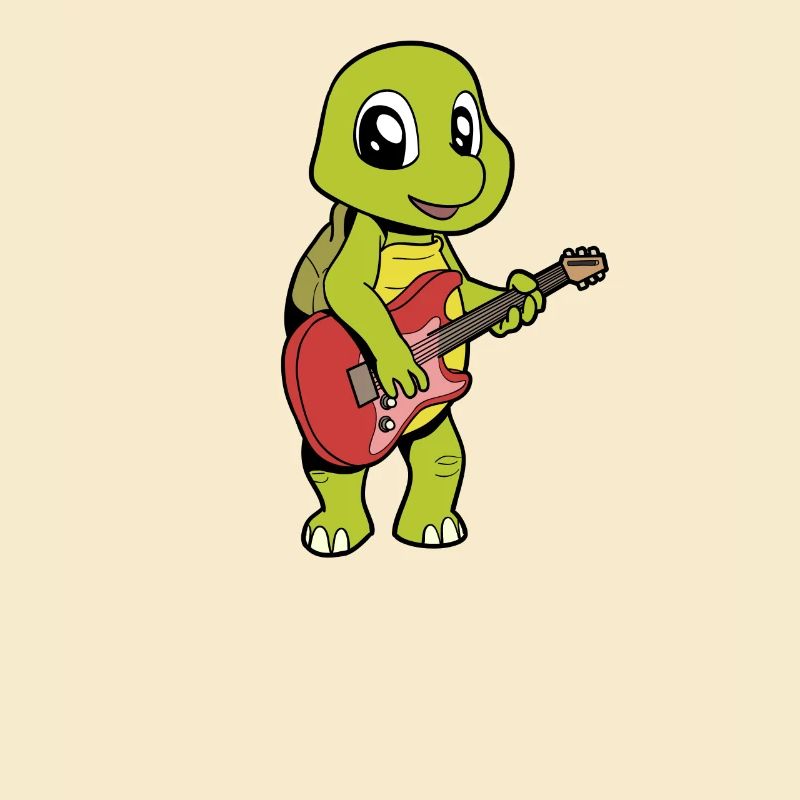 Comic Schildkröte spielt E-Gitarre