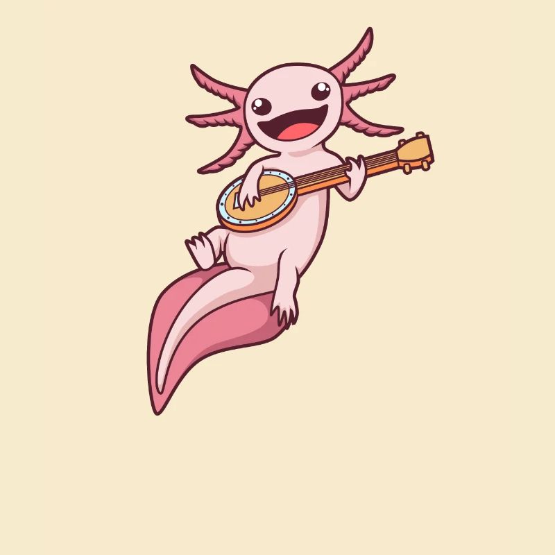 Comic Axolotl joue du banjo