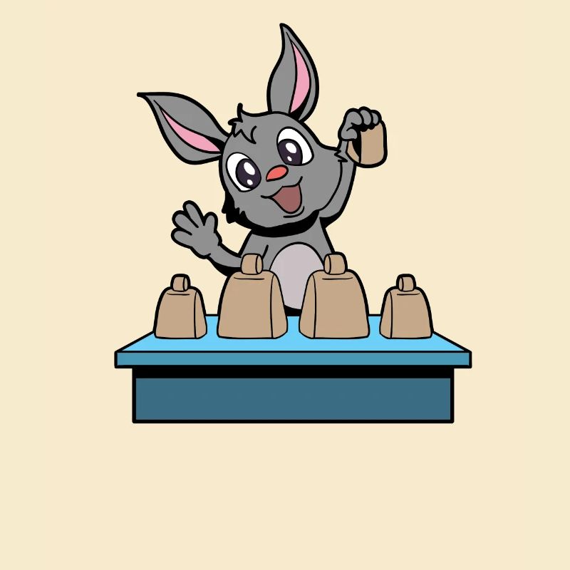 Comic Hase spielt Kuhglocken