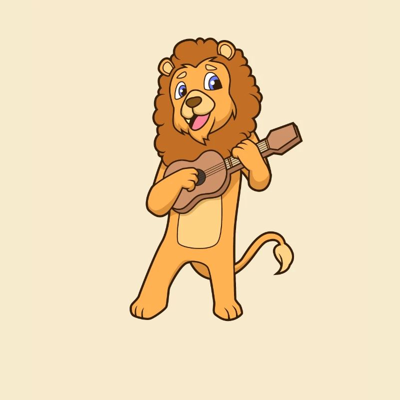 Comic Löwe spielt Ukulele