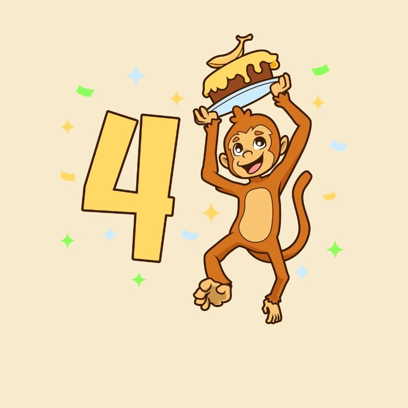 With monkey - children's birthday 4 years