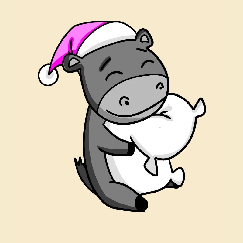 Donkey with pillow and sleeping cap