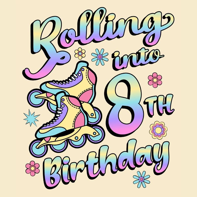 Rolling Into 8th Birthday Roller Skater Inline