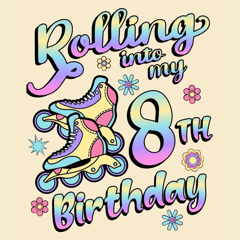 Rolling Into My 8th Birthday Roller Skater Inline