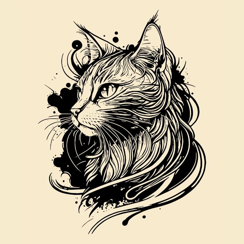Chat de l’espace mignon dans le style de tatouage