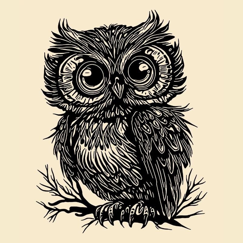 Große Augen Wald Eule auf einem Ast