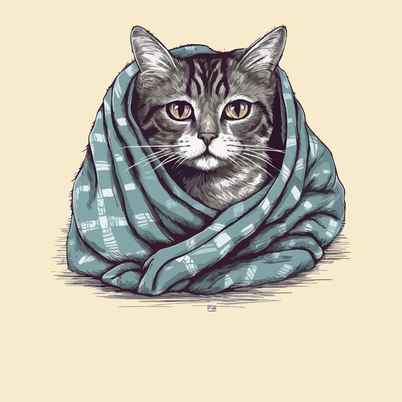 Chat dans une couverture