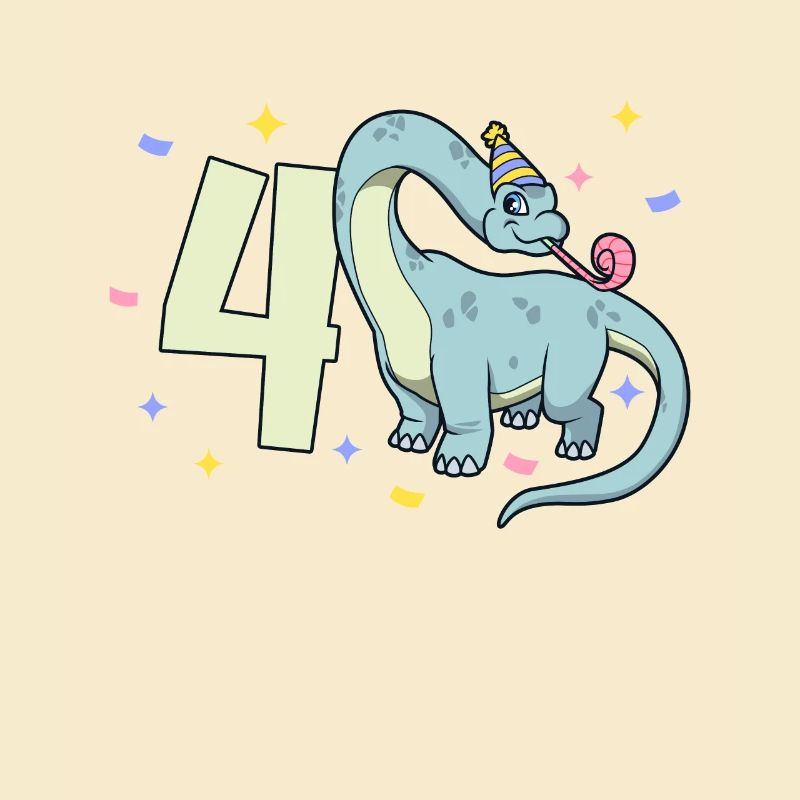 Mit Brachiosaurus - Kinder Geburtstag 4 Jahre