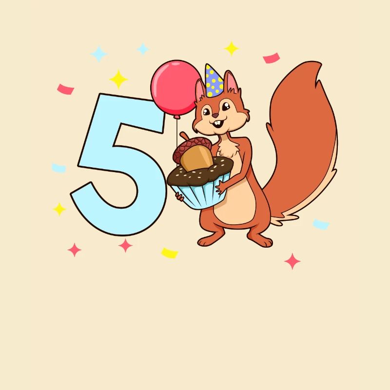 Mit Eichhörnchen - Kinder Geburtstag 5 Jahre