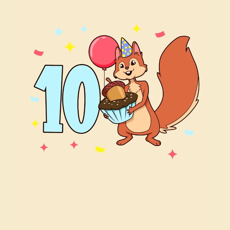 Mit Eichhörnchen - Kinder Geburtstag 10 Jahre