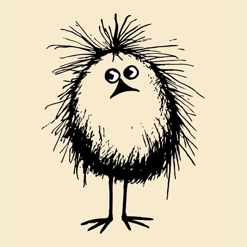Cute feather monster bird