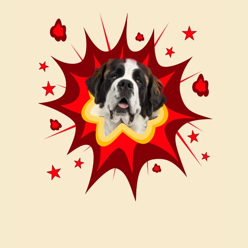 Conception de chien comique - Pow - St. Bernard