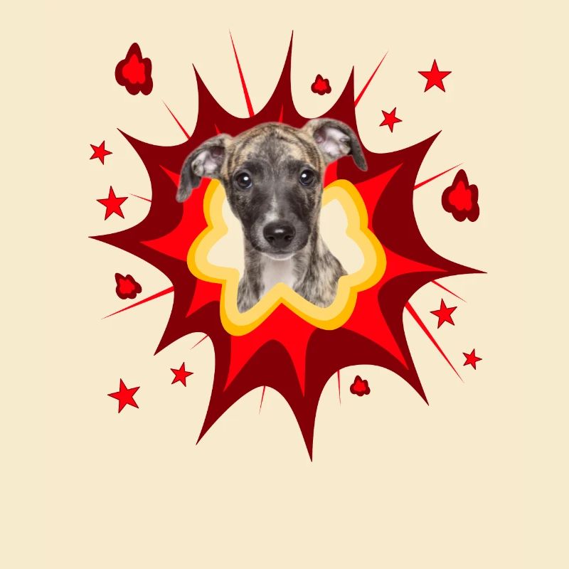 Comic Dog Design - Pow - Whippet