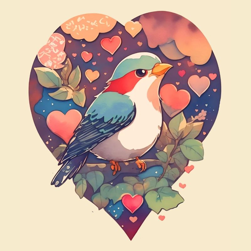 Vogel mit Herz