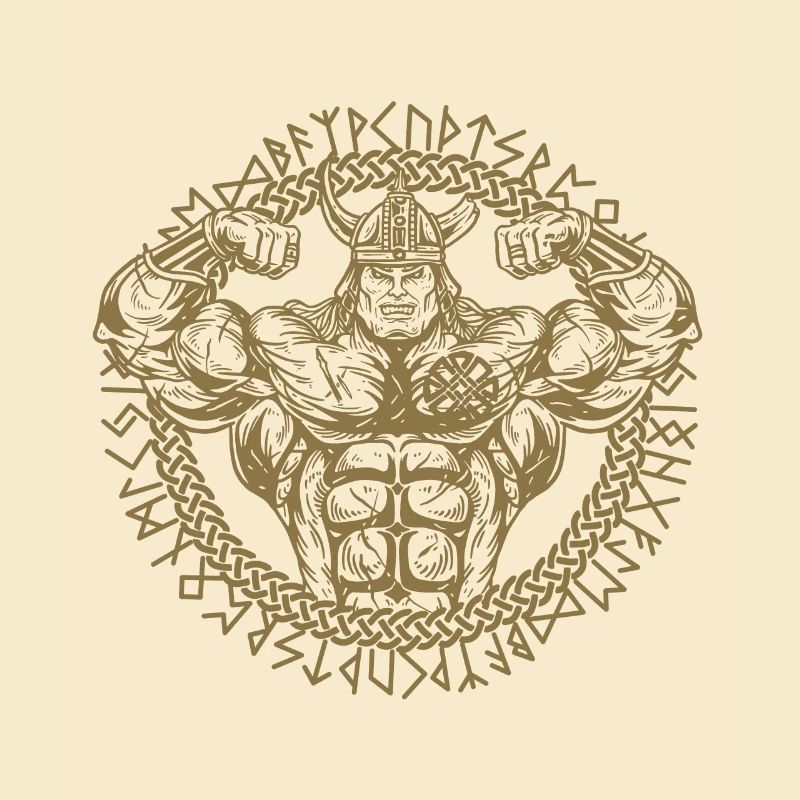 Conception musclée de musculation viking avec des runes