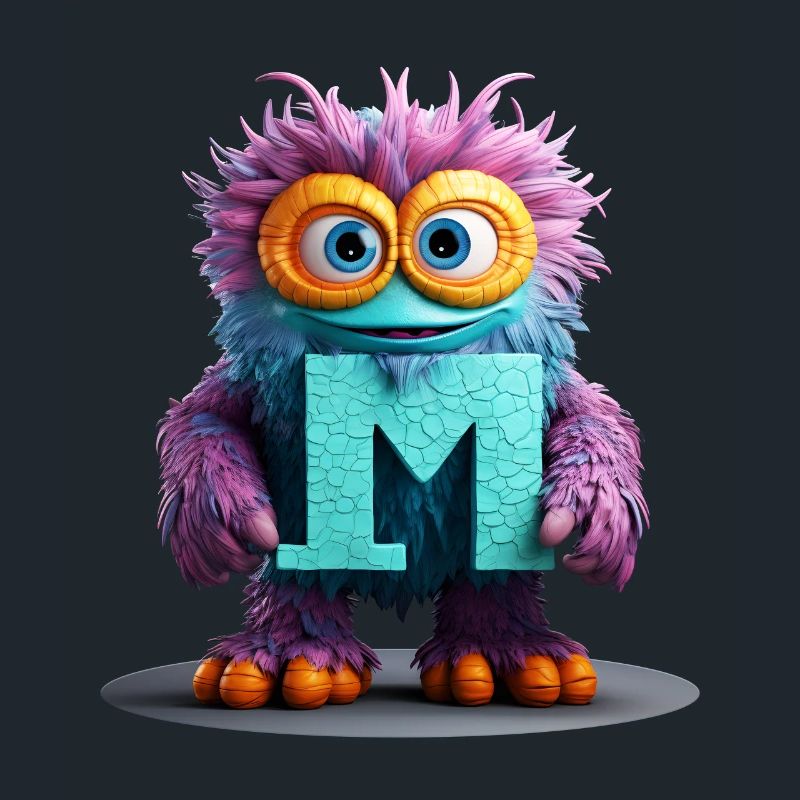 Monstre multicolore avec la lettre M