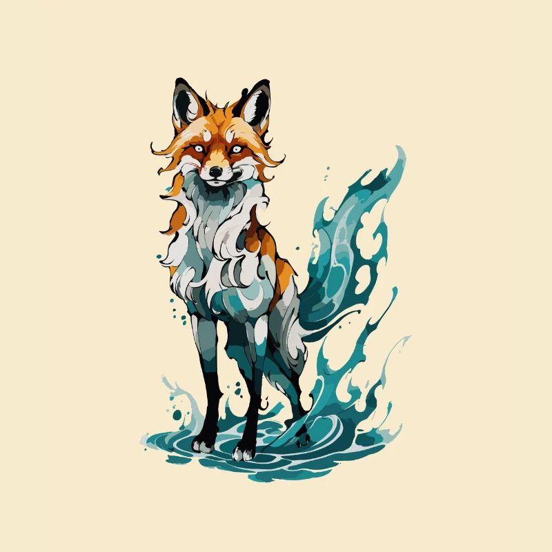 Renard debout dans des eaux tranquilles
