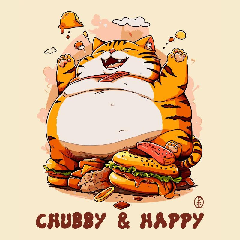 Content fat happy cat