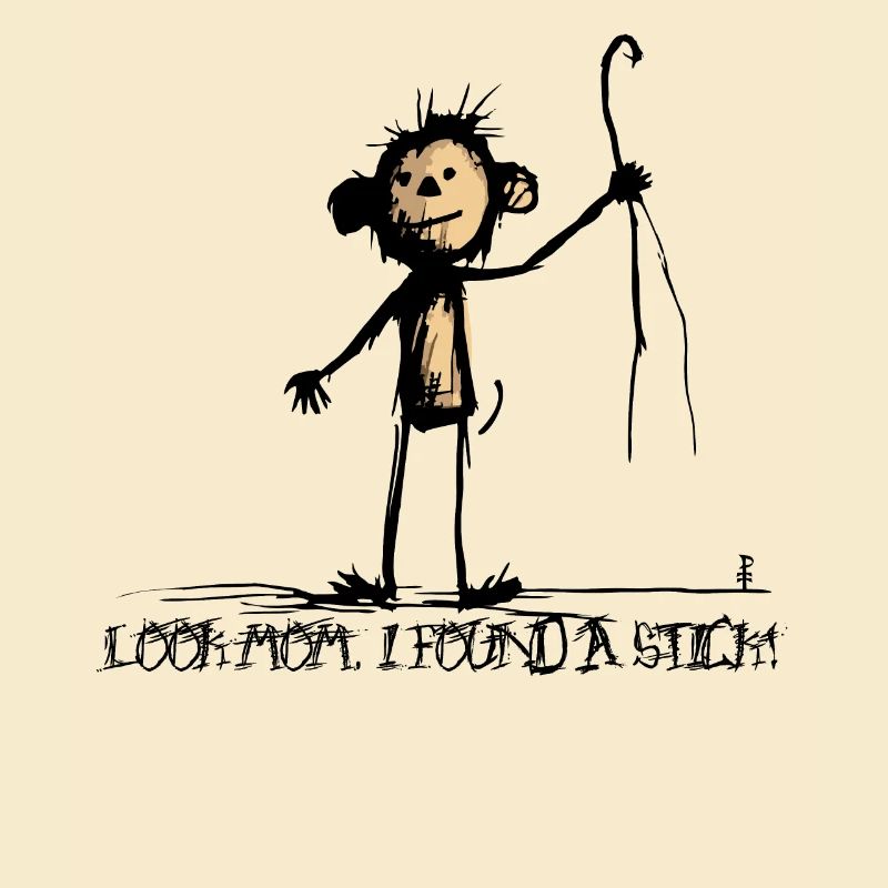 Monkey found a stick