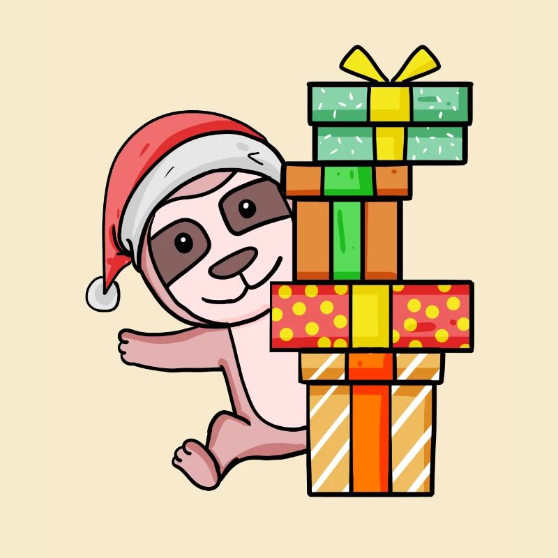 Faultier mit Weihnachtsmütze