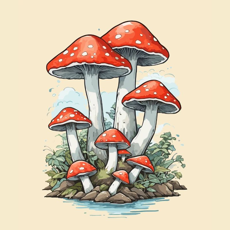 Retro Toadstool Vintage Mushrooms Cottagecore Design