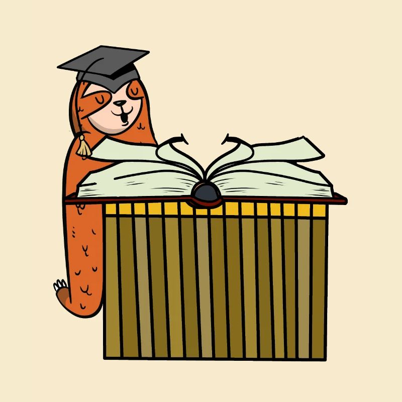 Faultier Student studieren Buch Schüler Schule