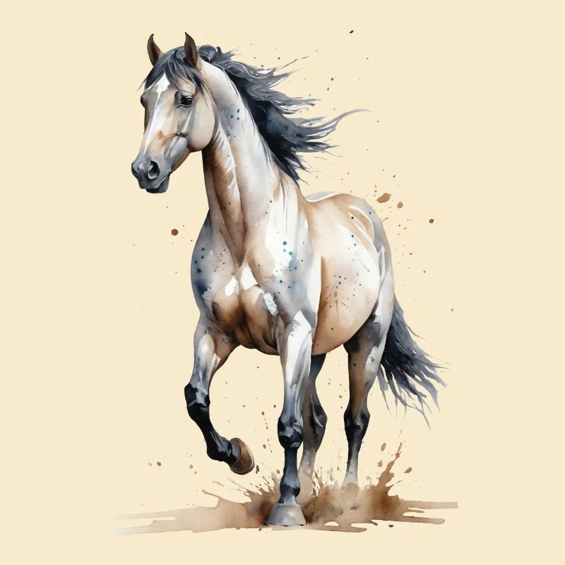 Aquarell Pferd fängt den Wind ein