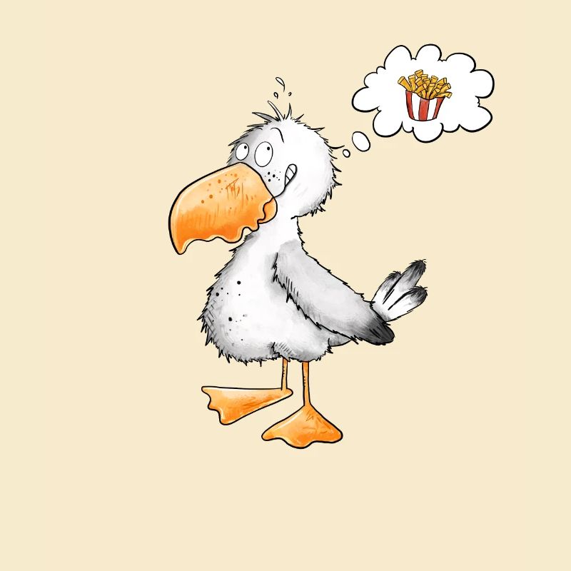 Möwe Will Meer Pommes