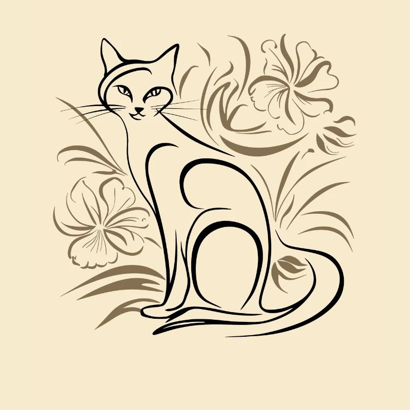 Chat Fleurs Minimaliste