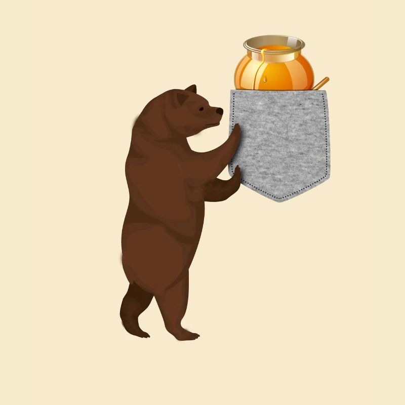 Bär greift nach Honigfass in Ihrer falschen Tasche