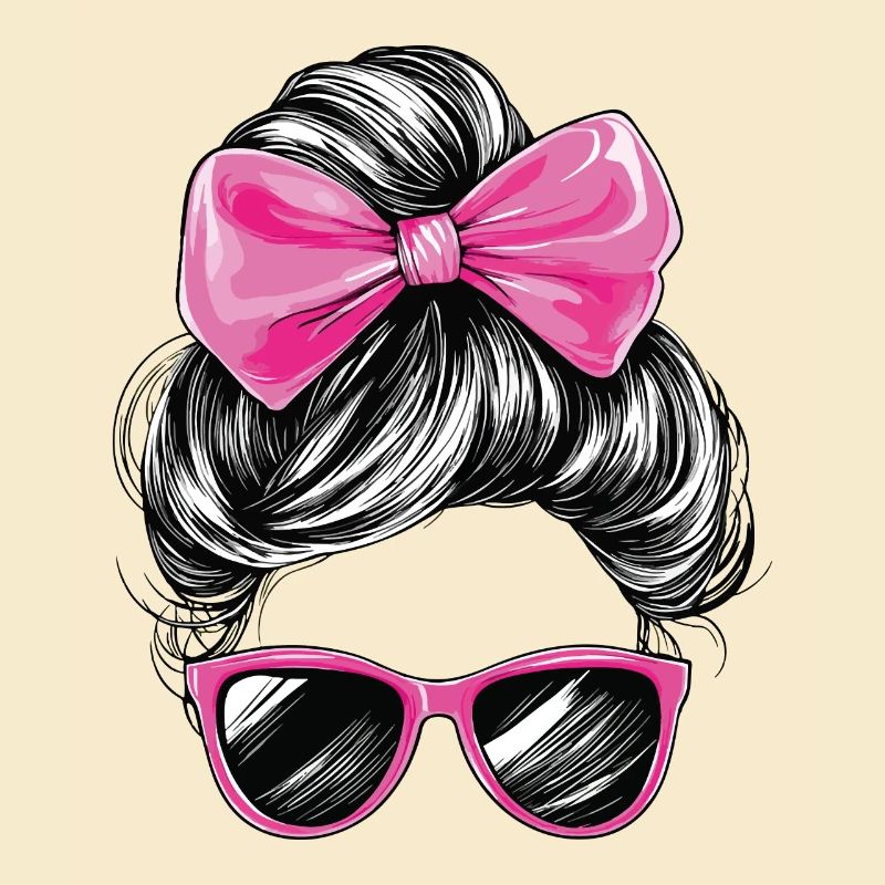 Frau Sonnenbrille Haare Schleife Mädchen Cool Chic