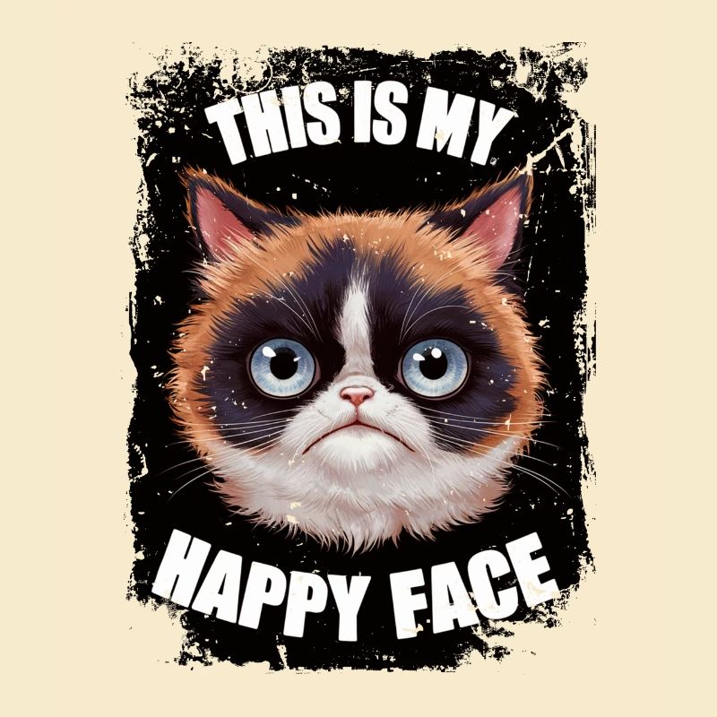 Funny Happy Face Kitten Kitty Cat Ironic Sarcasm.