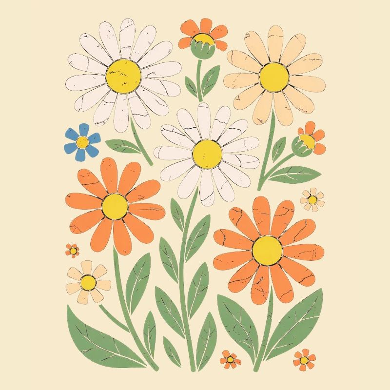 Boho Retro Gänseblümchen Muster Retro