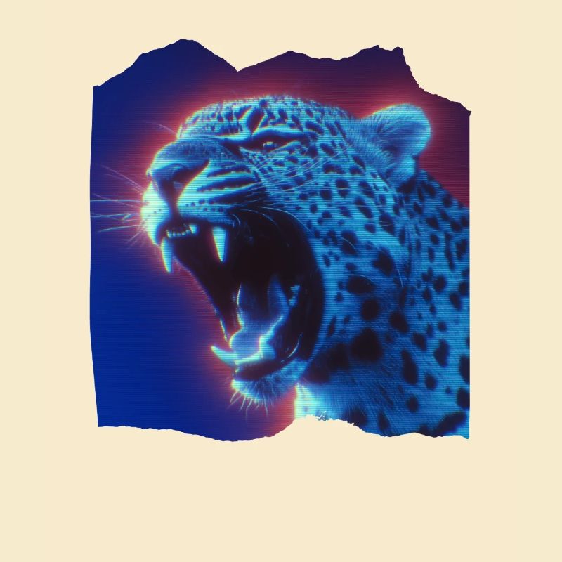 Titre : Neon Leopard – Synthwave VHS Retro 80s Loo